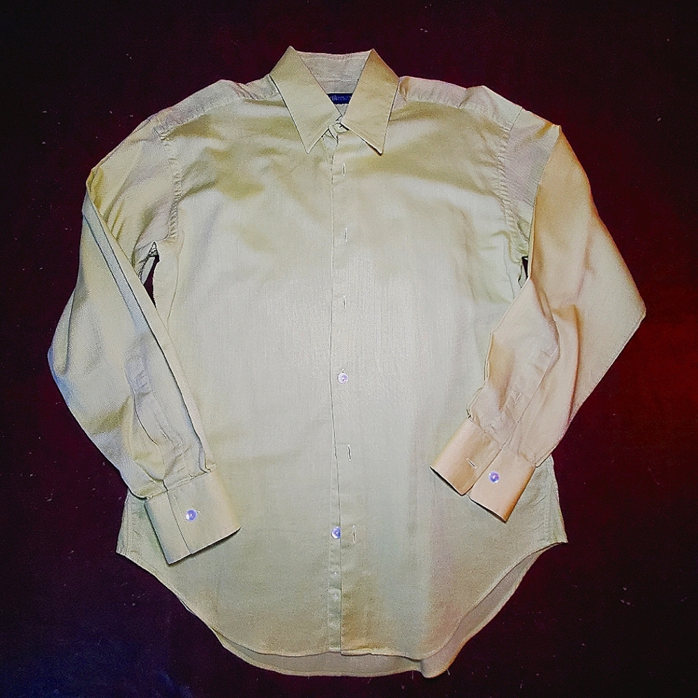 Barry Bricken 100% cotton spring green button down dress shirt
